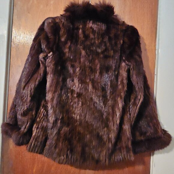 Real Genuine Vintage S Chestnut Mink Matching Dyed Fox Fur Trim Soft Supple - Picture 2 of 9